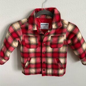 Old Navy Red and Cream Plaid Flannel Jacket